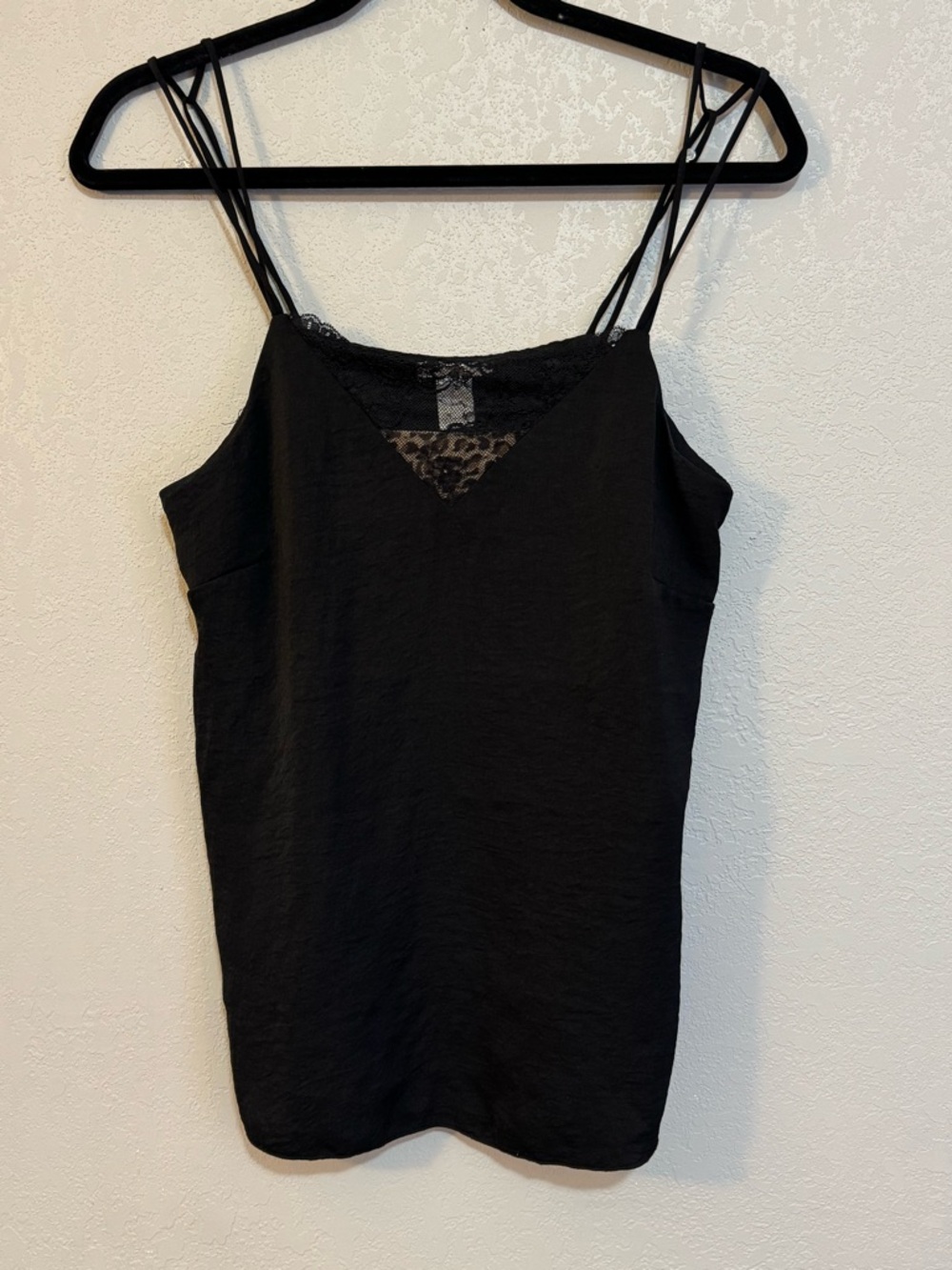 H&M Black Lace-Trim Double-Strap Camisole size 8 / medium